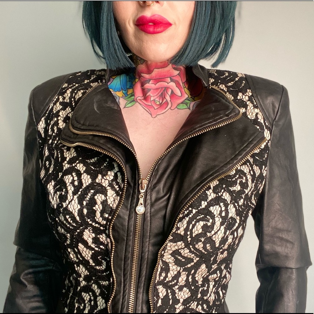 Faux leather/lace jacket